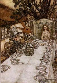 The Mad Tea Party from Alice in Wonderland, illustrated by Arthur Rackham